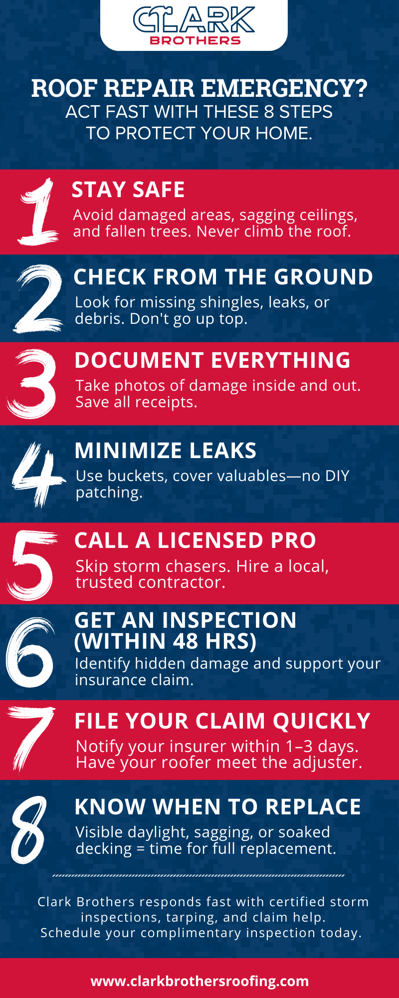 ROOF REPAIR EMERGENCY? Act fast with these 8 steps to protect your home with Clark Brothers