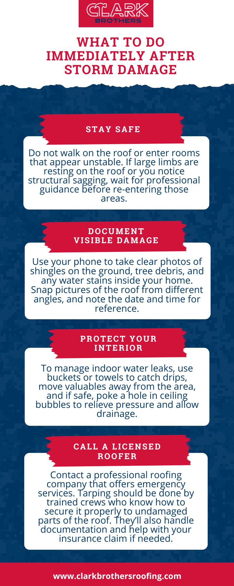 Emergency Roof Tarping After Storm Damage: When It’s Necessary and How It Protects Your Home 1 Emergency Roof Tarping: What to Do Immediately After Storm Damage Infographic