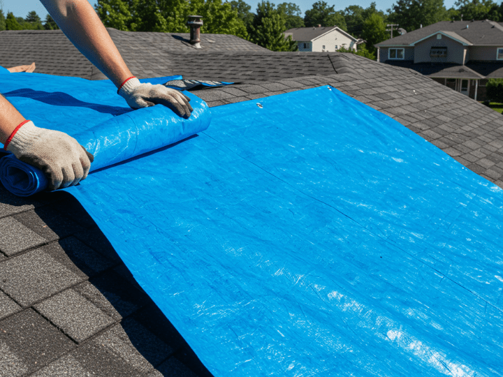Emergency Roof Tarping After Storm Damage Completed By Professionals at Clark Brothers